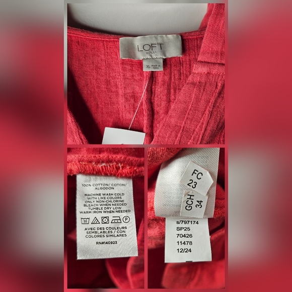 LOFT XL Coral Cotton Gauze Hooded Tunic Hi-Low Lightweight NWT Lagenlook Coastal - Picture 4 of 7